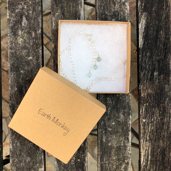 Sterling Silver chain necklace with Aquamarine bead tassel - Picture 4 of 7